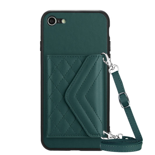 iPhone SE 2020 Leather Case with Card Holder & RFID Protection, Long Lanyard Included