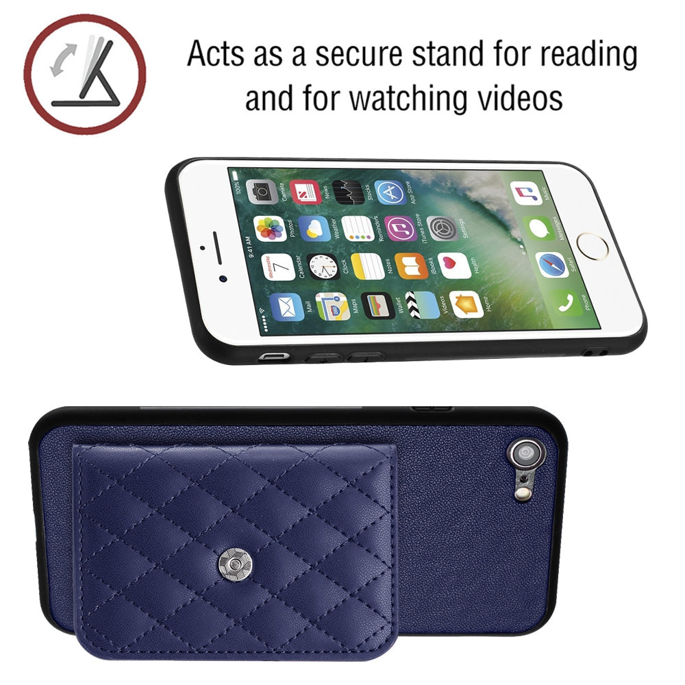 iPhone SE 2022 Leather Case with Card Holder & RFID Protection, Long Lanyard Included
