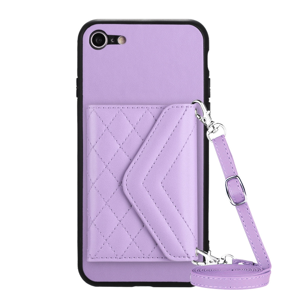iPhone SE 2022 Leather Case with Card Holder & RFID Protection, Long Lanyard Included