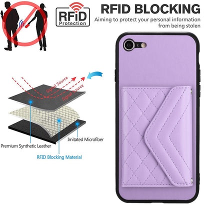 iPhone SE 2022 Leather Case with Card Holder & RFID Protection, Long Lanyard Included