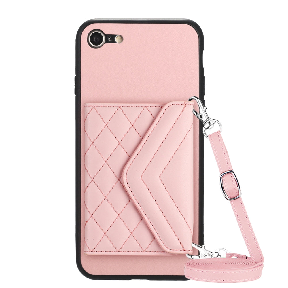 iPhone SE 2022 Leather Case with Card Holder & RFID Protection, Long Lanyard Included