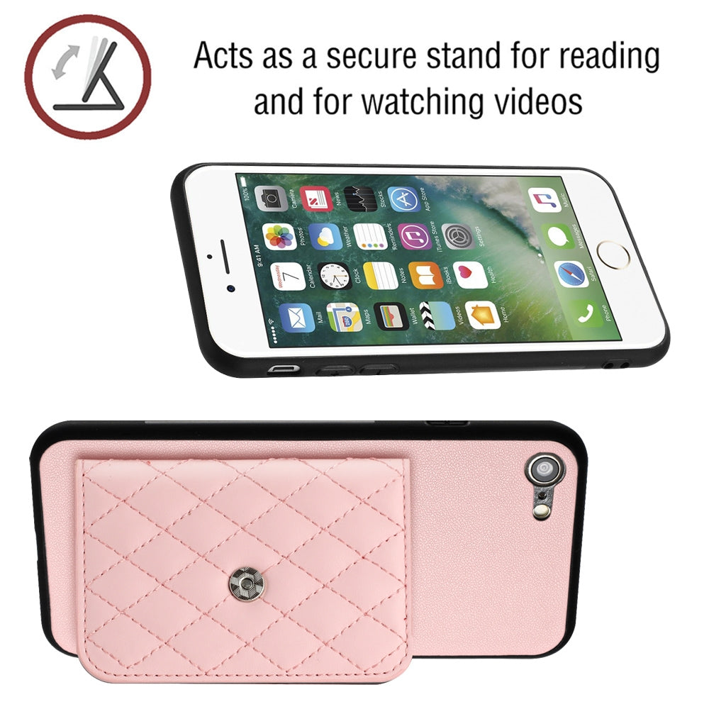 iPhone SE 2020 Leather Case with Card Holder & RFID Protection, Long Lanyard Included