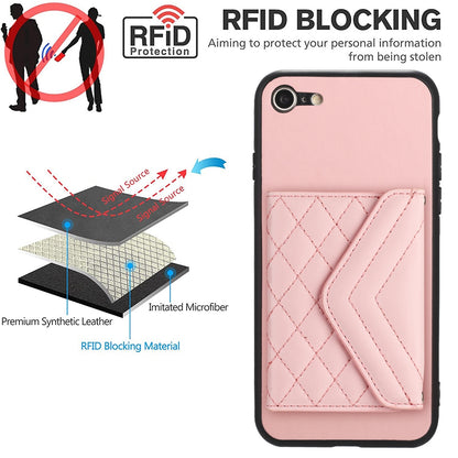 iPhone SE 2022 Leather Case with Card Holder & RFID Protection, Long Lanyard Included