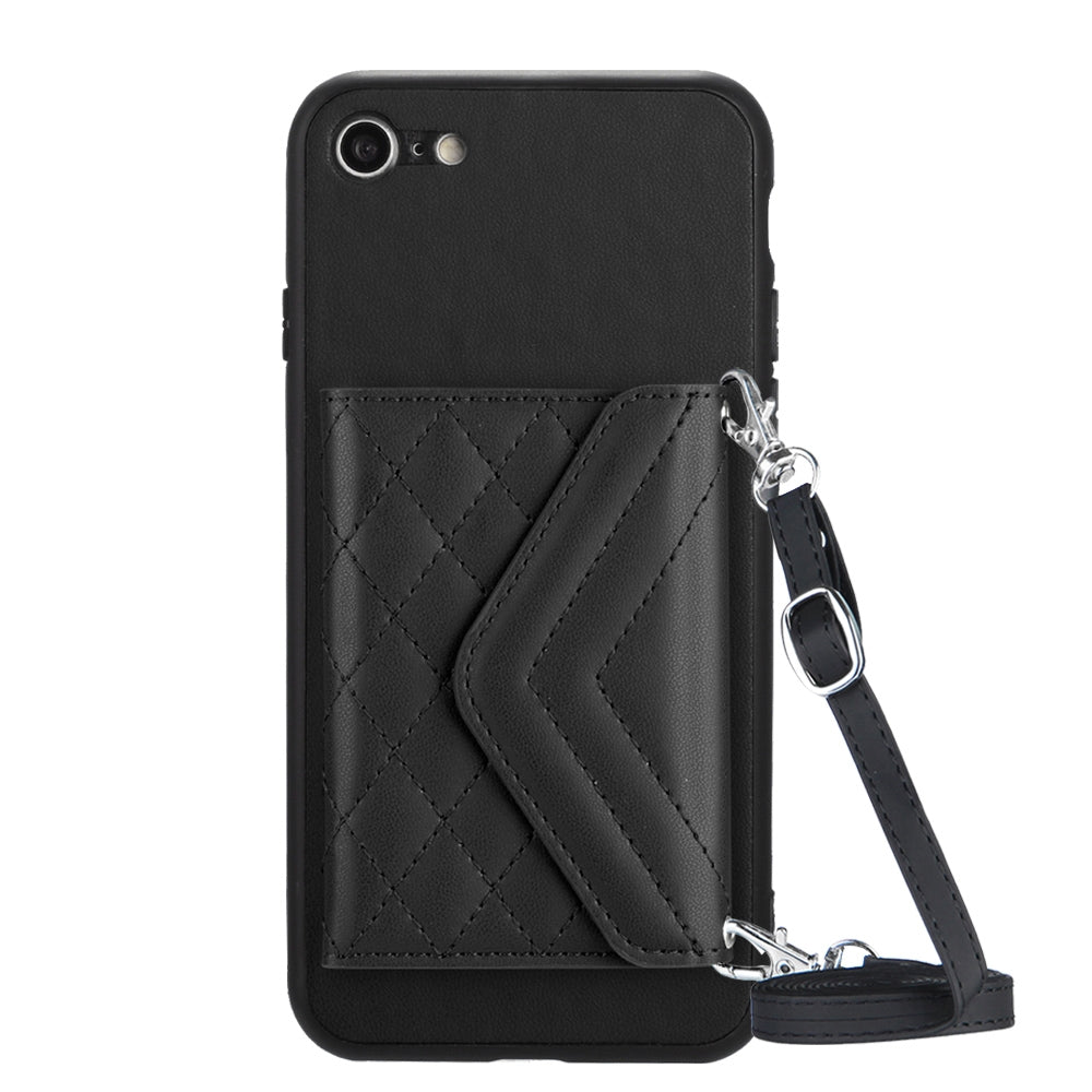 iPhone SE 2022 Leather Case with Card Holder & RFID Protection, Long Lanyard Included