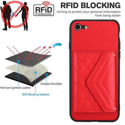 iPhone SE 2022 Leather Case with Card Holder & RFID Protection, Long Lanyard Included