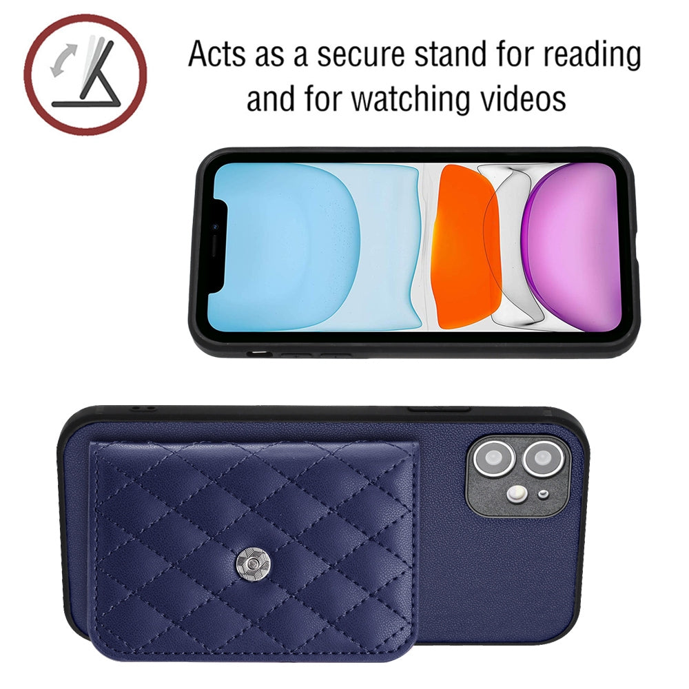 iPhone 11 Leather Case with Card Holder & RFID Protection, Long Lanyard Included