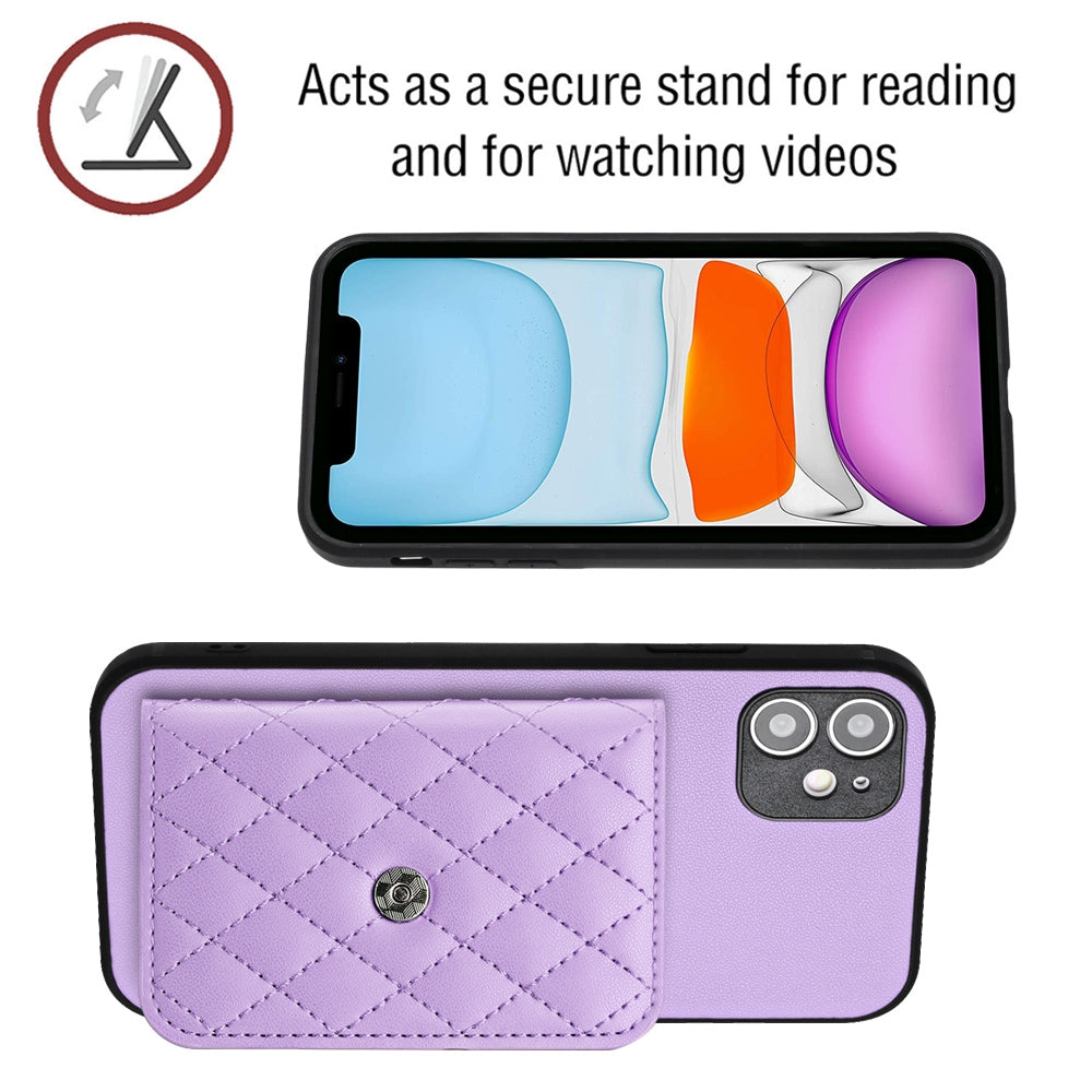 iPhone 11 Leather Case with Card Holder & RFID Protection, Long Lanyard Included
