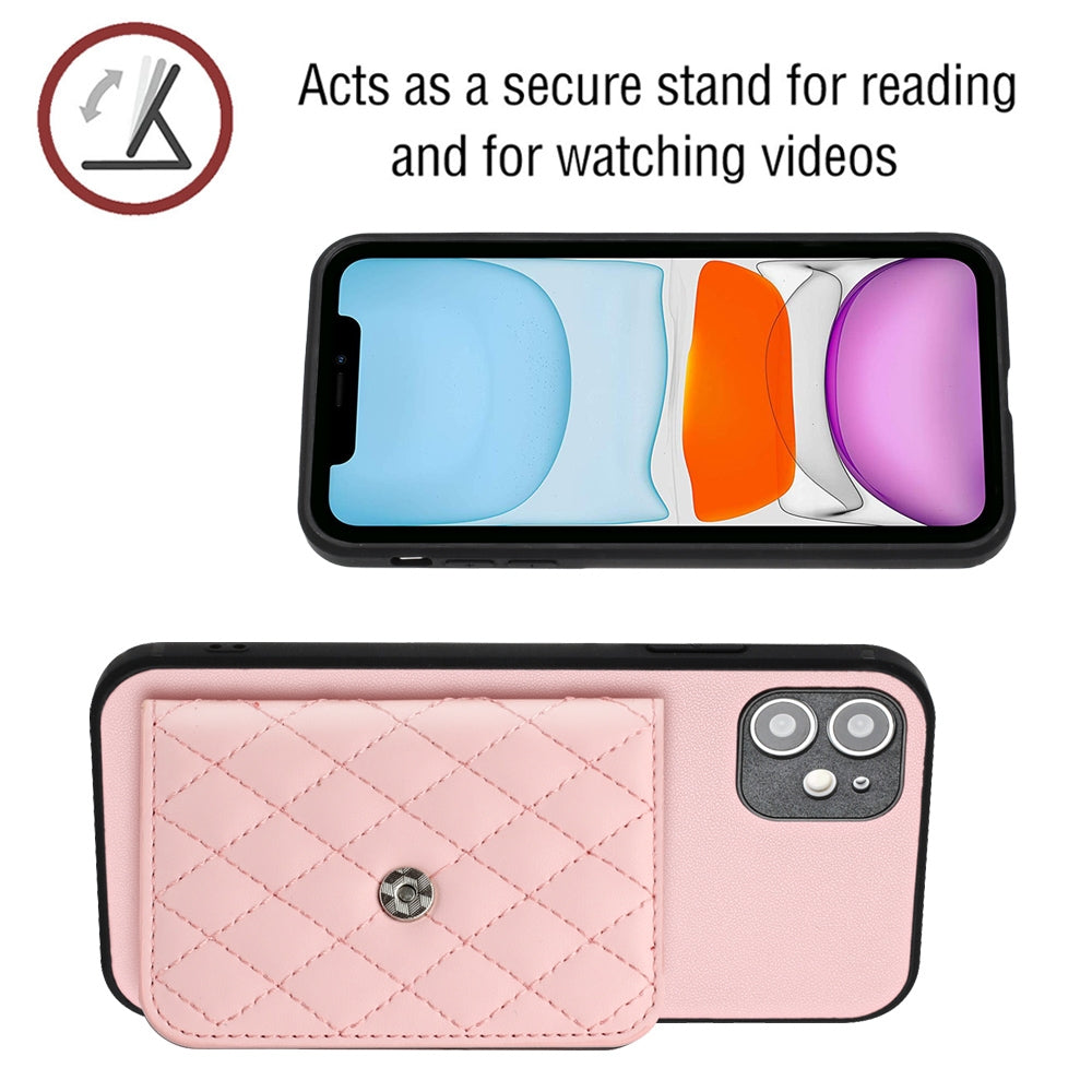 iPhone 11 Leather Case with Card Holder & RFID Protection, Long Lanyard Included