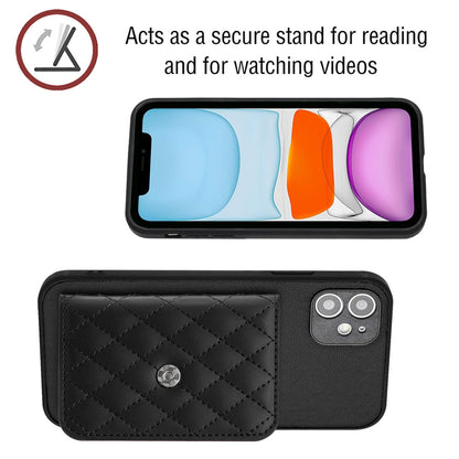 iPhone 11 Leather Case with Card Holder & RFID Protection, Long Lanyard Included