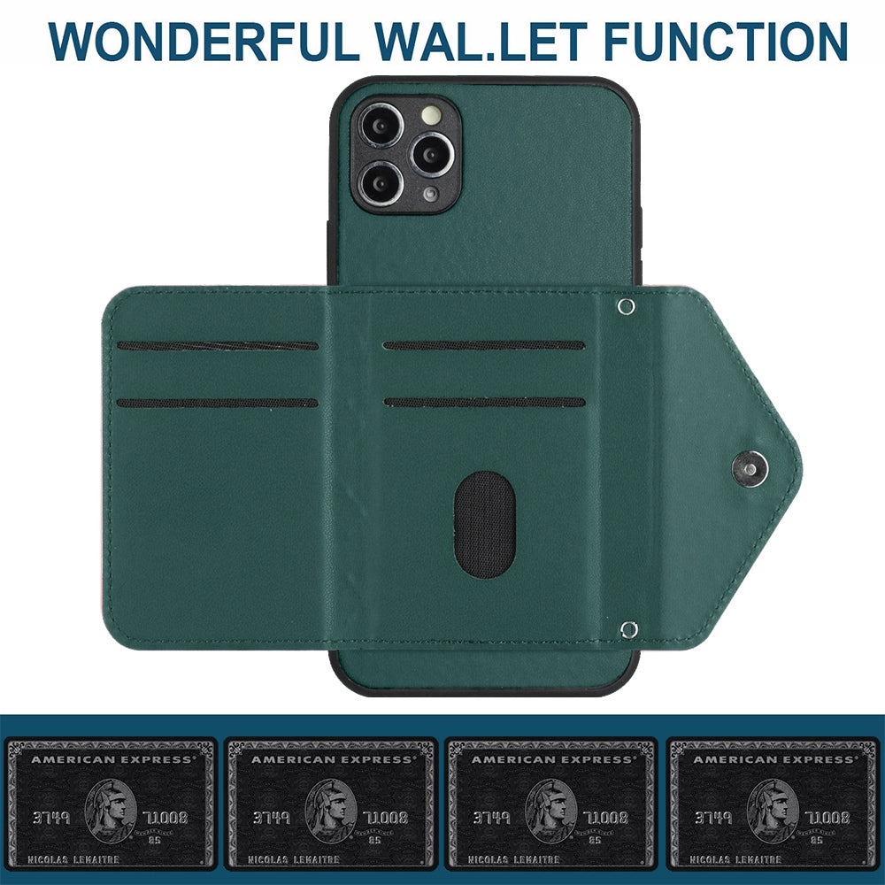 iPhone 11 Pro Leather Case with Card Holder & RFID Protection, Long Lanyard Included