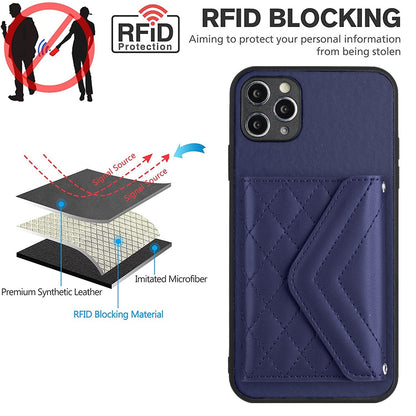 iPhone 11 Pro Leather Case with Card Holder & RFID Protection, Long Lanyard Included