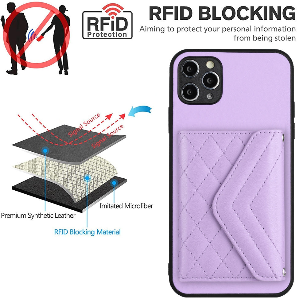 iPhone 11 Pro Leather Case with Card Holder & RFID Protection, Long Lanyard Included