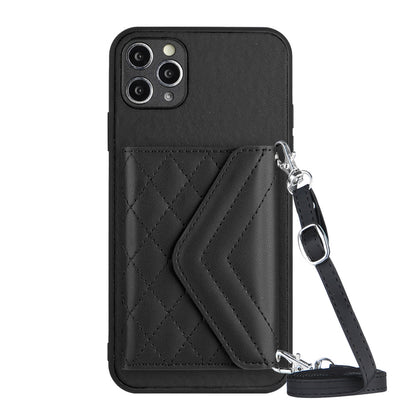 iPhone 11 Pro Leather Case with Card Holder & RFID Protection, Long Lanyard Included