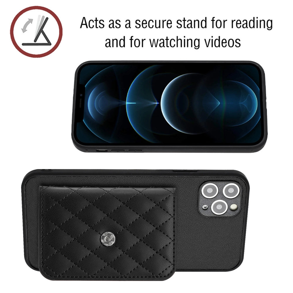iPhone 11 Pro Leather Case with Card Holder & RFID Protection, Long Lanyard Included