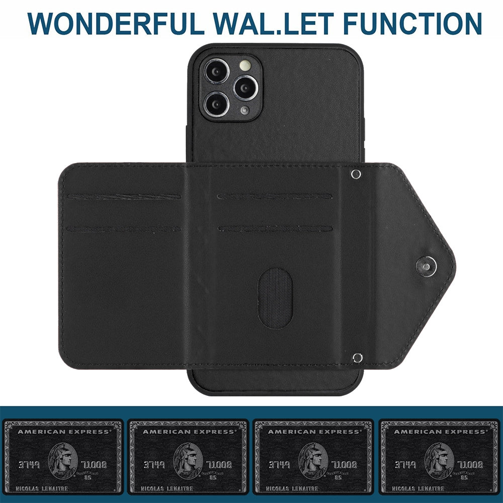 iPhone 11 Pro Leather Case with Card Holder & RFID Protection, Long Lanyard Included