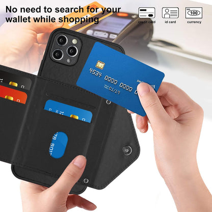 iPhone 11 Pro Leather Case with Card Holder & RFID Protection, Long Lanyard Included