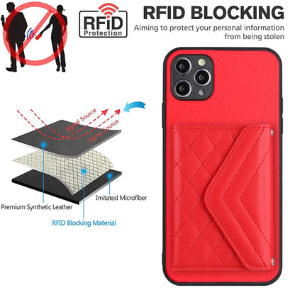 iPhone 11 Pro Leather Case with Card Holder & RFID Protection, Long Lanyard Included