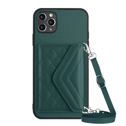 iPhone 11 Pro Max Leather Case with Card Holder & RFID Protection, Long Lanyard Included