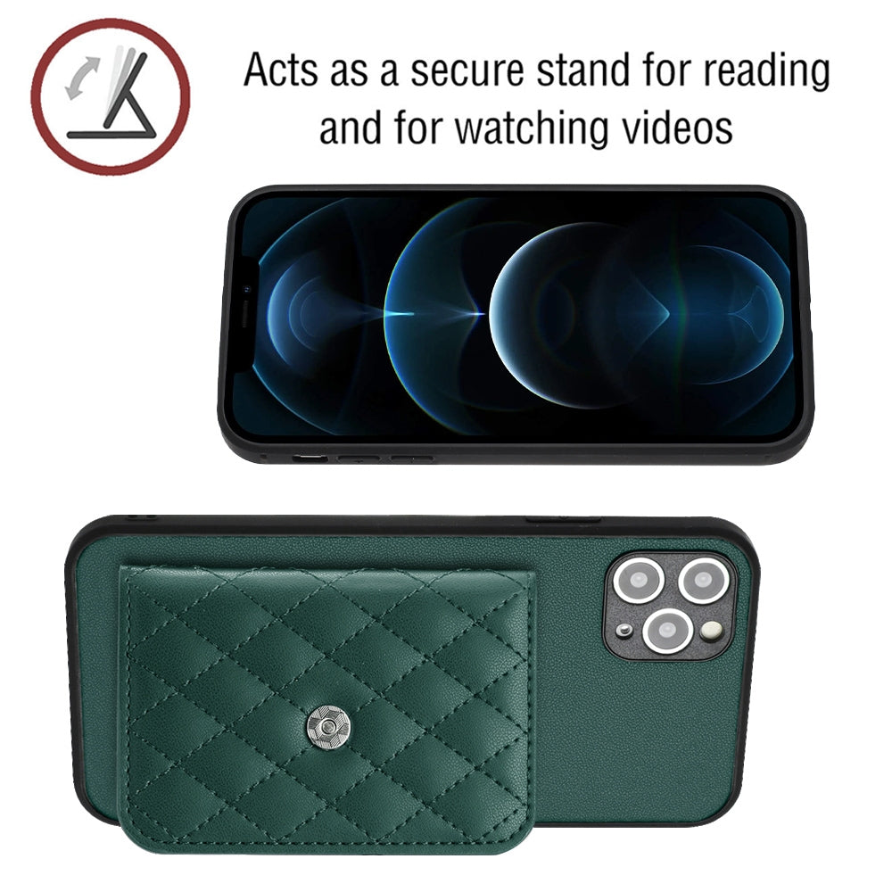 iPhone 11 Pro Max Leather Case with Card Holder & RFID Protection, Long Lanyard Included