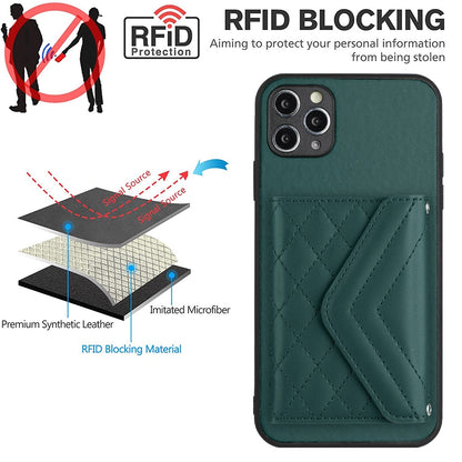 iPhone 11 Pro Max Leather Case with Card Holder & RFID Protection, Long Lanyard Included