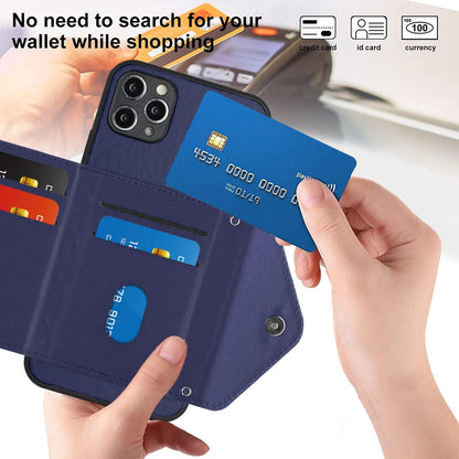 iPhone 11 Pro Max Leather Case with Card Holder & RFID Protection, Long Lanyard Included