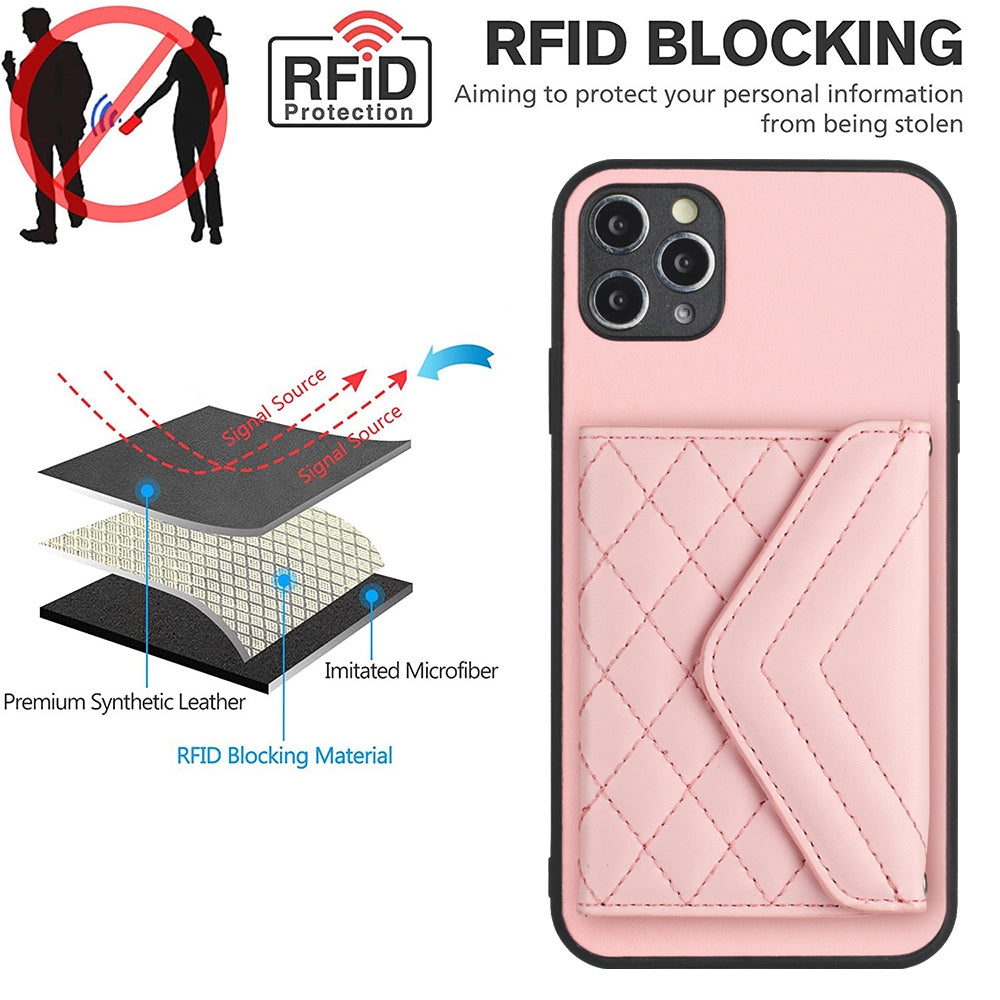 iPhone 11 Pro Max Leather Case with Card Holder & RFID Protection, Long Lanyard Included