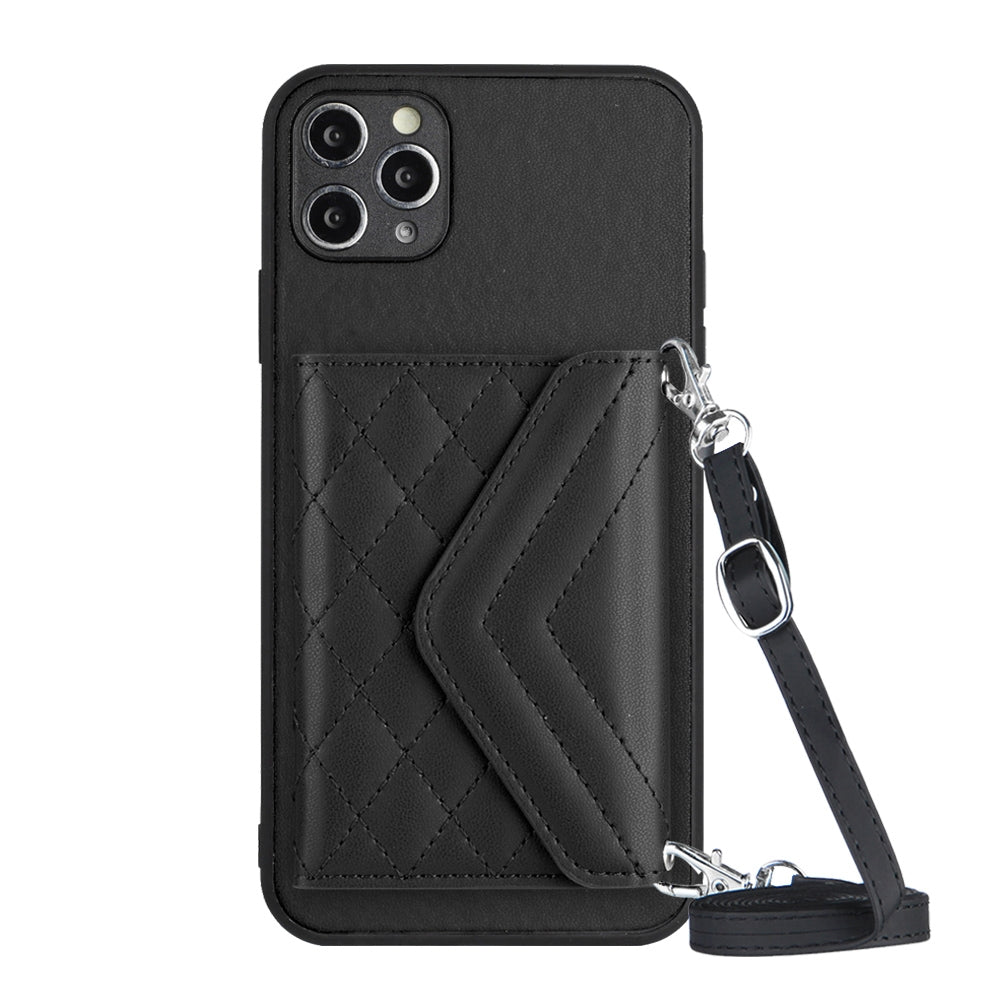 iPhone 11 Pro Max Leather Case with Card Holder & RFID Protection, Long Lanyard Included