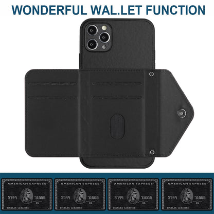 iPhone 11 Pro Max Leather Case with Card Holder & RFID Protection, Long Lanyard Included