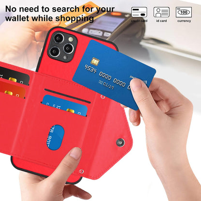 iPhone 11 Pro Max Leather Case with Card Holder & RFID Protection, Long Lanyard Included