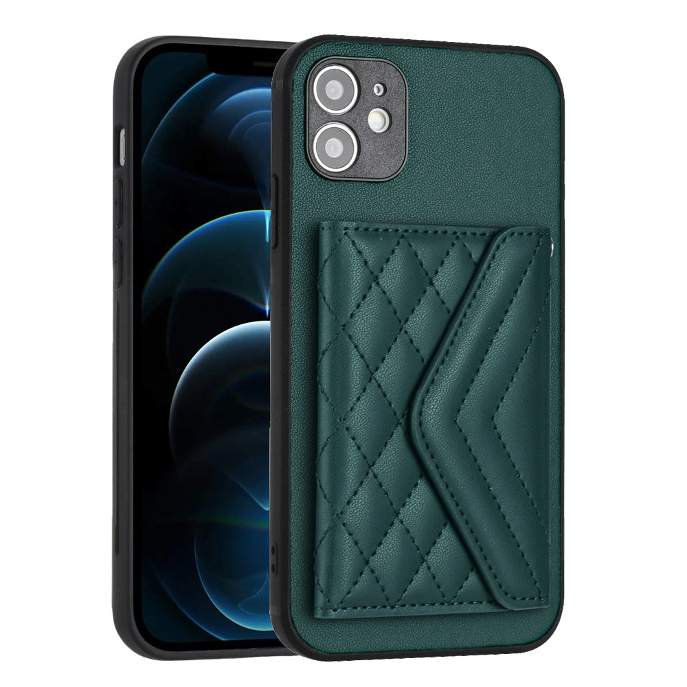 iPhone 12 Leather Case with Card Holder & RFID Protection, Long Lanyard Included