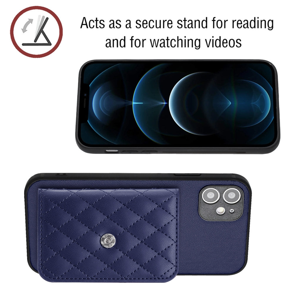 iPhone 12 Leather Case with Card Holder & RFID Protection, Long Lanyard Included