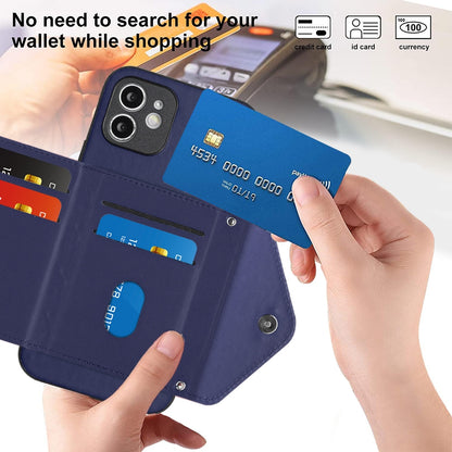 iPhone 12 Leather Case with Card Holder & RFID Protection, Long Lanyard Included
