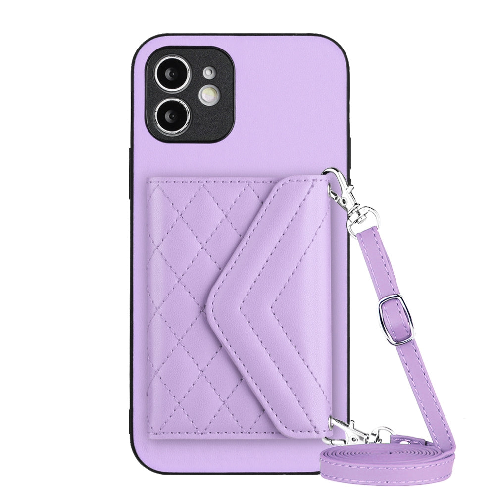 iPhone 12 Leather Case with Card Holder & RFID Protection, Long Lanyard Included