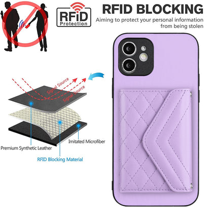 iPhone 12 Leather Case with Card Holder & RFID Protection, Long Lanyard Included