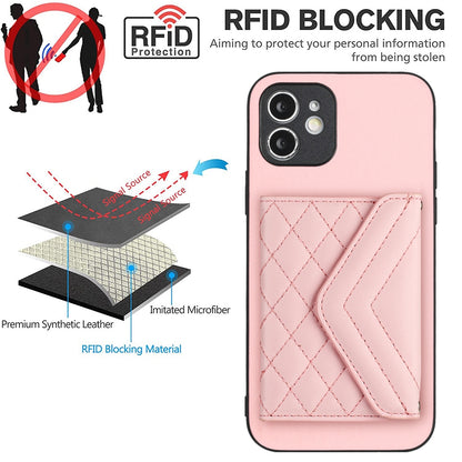 iPhone 12 Leather Case with Card Holder & RFID Protection, Long Lanyard Included