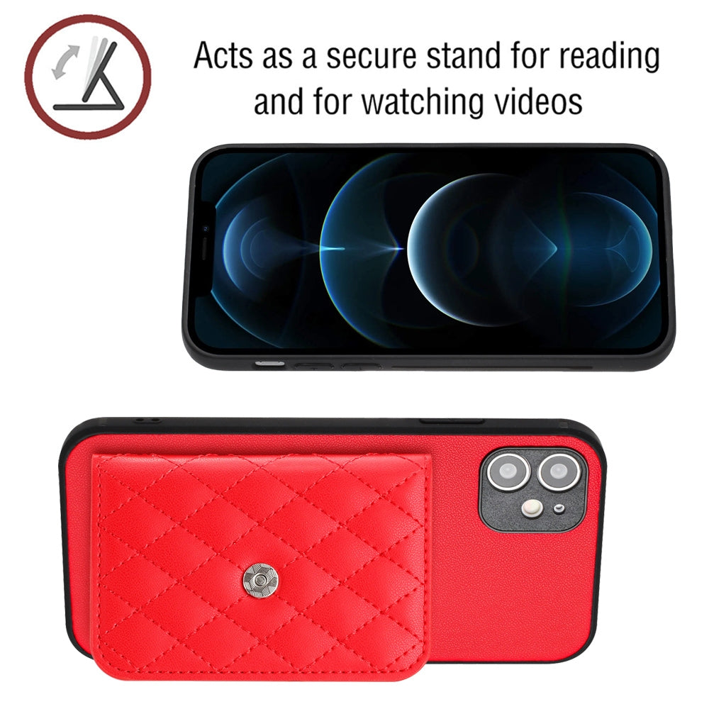iPhone 12 Leather Case with Card Holder & RFID Protection, Long Lanyard Included
