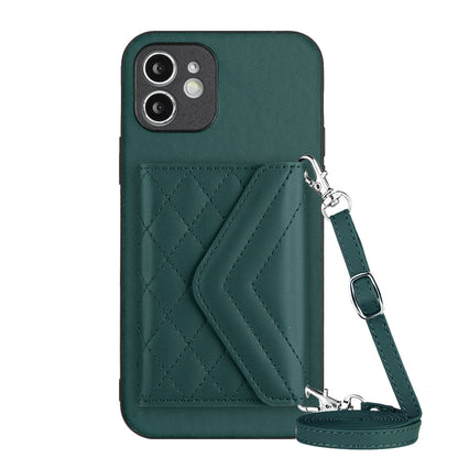 iPhone 12 Mini Leather Case with Card Holder & RFID Protection, Long Lanyard Included