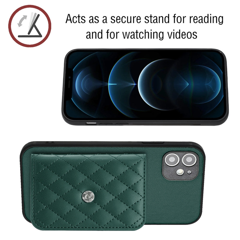 iPhone 12 Mini Leather Case with Card Holder & RFID Protection, Long Lanyard Included