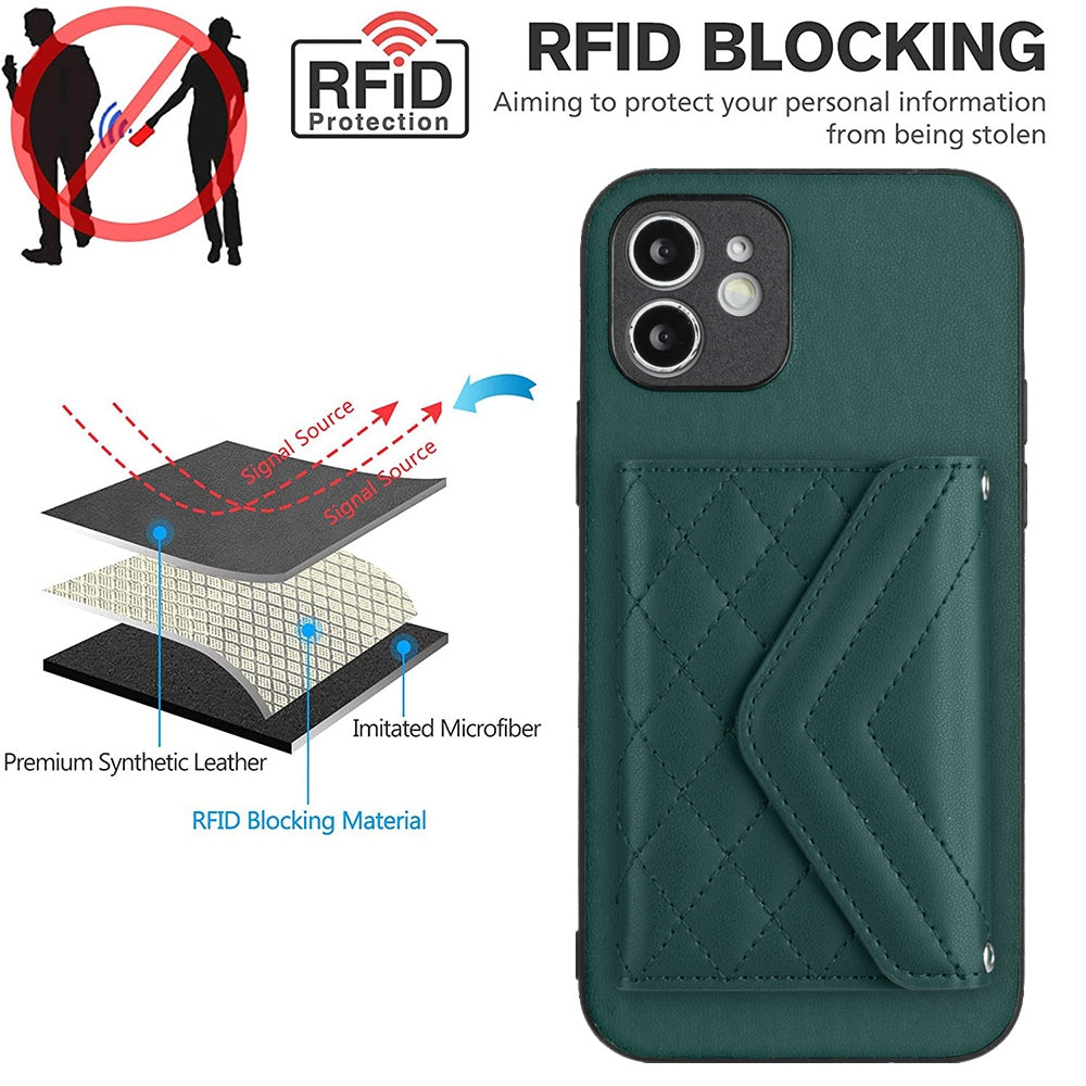 iPhone 12 Mini Leather Case with Card Holder & RFID Protection, Long Lanyard Included