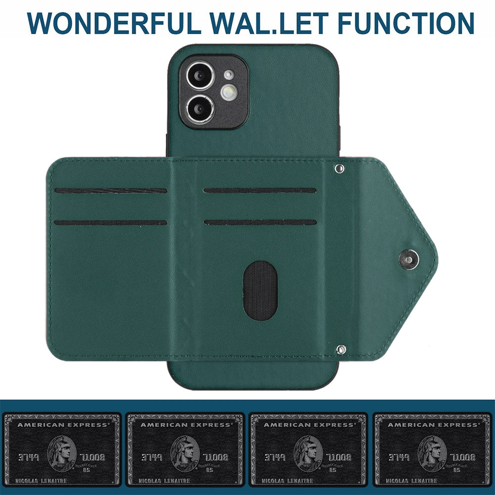 iPhone 12 Mini Leather Case with Card Holder & RFID Protection, Long Lanyard Included
