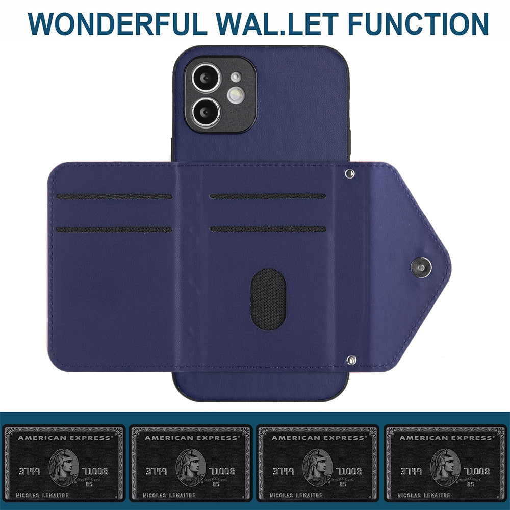 iPhone 12 Mini Leather Case with Card Holder & RFID Protection, Long Lanyard Included
