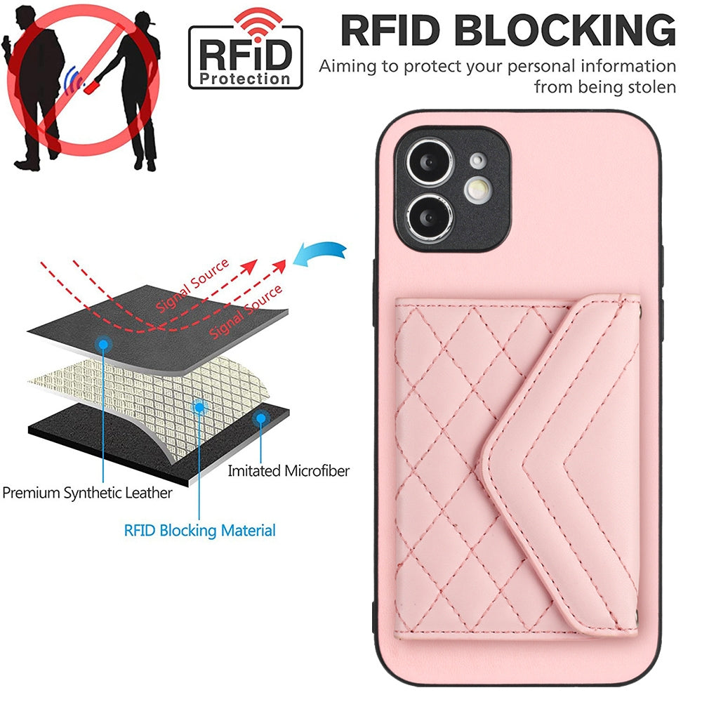 iPhone 12 Mini Leather Case with Card Holder & RFID Protection, Long Lanyard Included