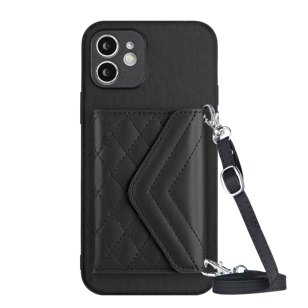iPhone 12 Mini Leather Case with Card Holder & RFID Protection, Long Lanyard Included