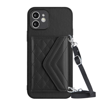iPhone 12 Mini Leather Case with Card Holder & RFID Protection, Long Lanyard Included