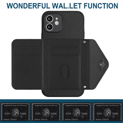 iPhone 12 Mini Leather Case with Card Holder & RFID Protection, Long Lanyard Included