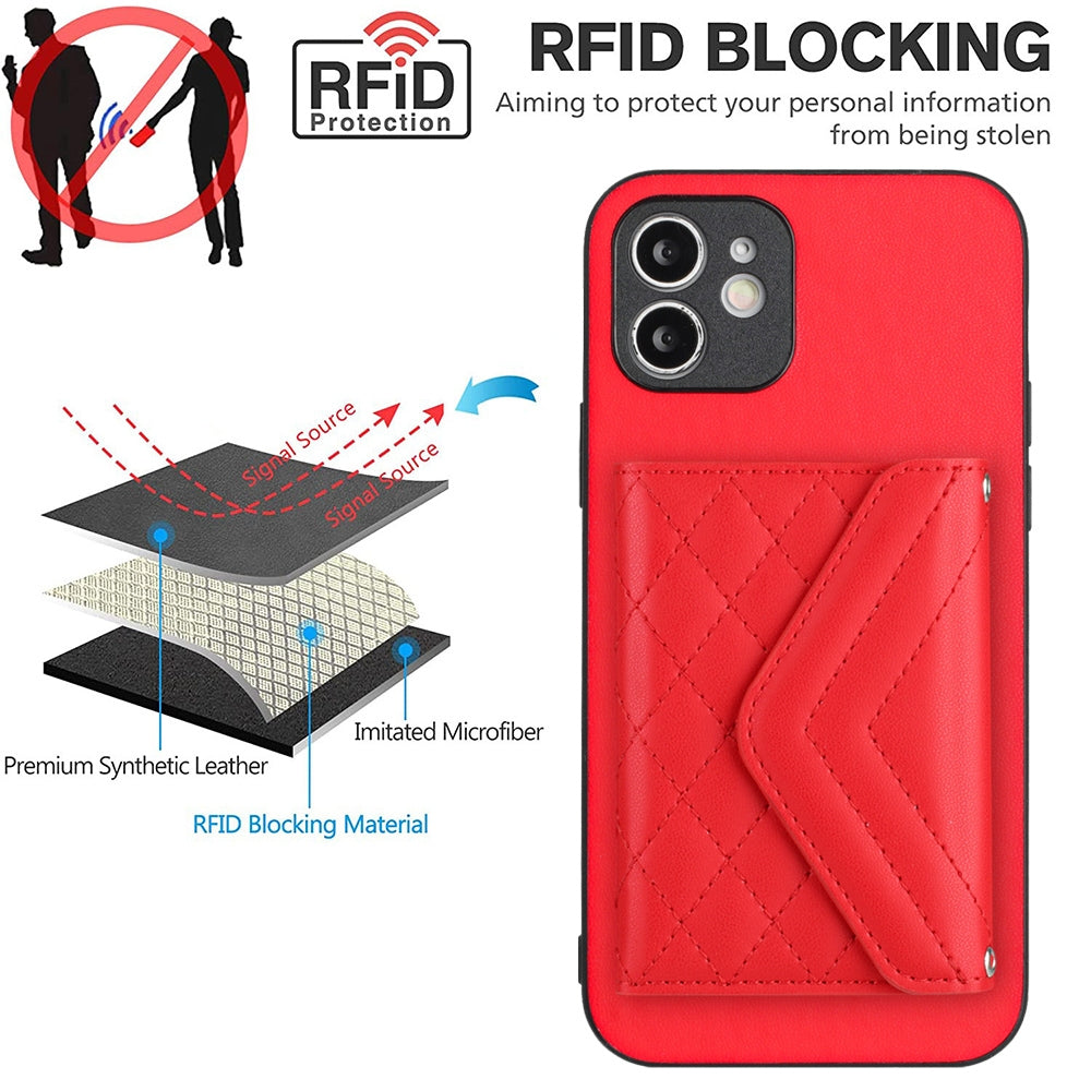 iPhone 12 Mini Leather Case with Card Holder & RFID Protection, Long Lanyard Included
