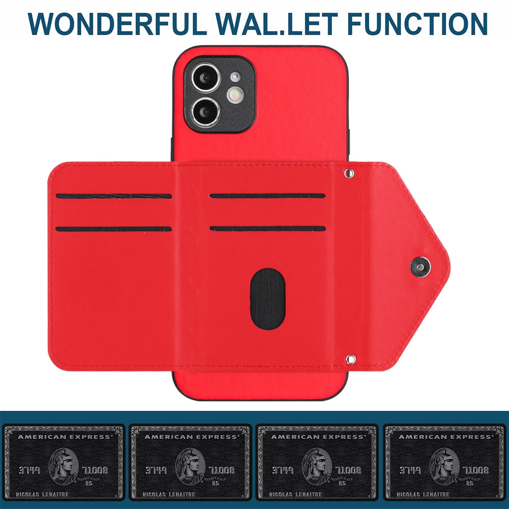 iPhone 12 Mini Leather Case with Card Holder & RFID Protection, Long Lanyard Included