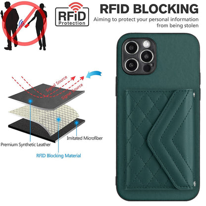 iPhone 12 Pro Leather Case with Card Holder & RFID Protection, Long Lanyard Included
