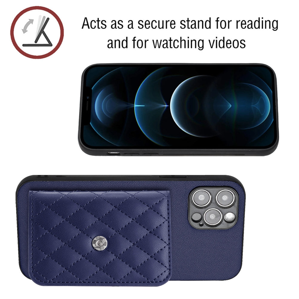 iPhone 12 Pro Leather Case with Card Holder & RFID Protection, Long Lanyard Included