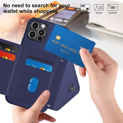 iPhone 12 Pro Leather Case with Card Holder & RFID Protection, Long Lanyard Included